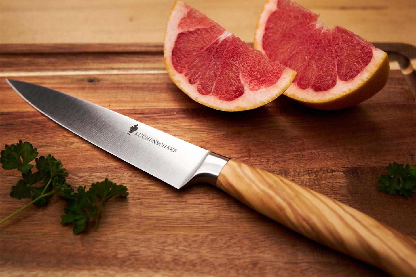 Küchenscharf Universalmesser 15 cm Olivenholz (30 Jahre Schärfe-Garantie)