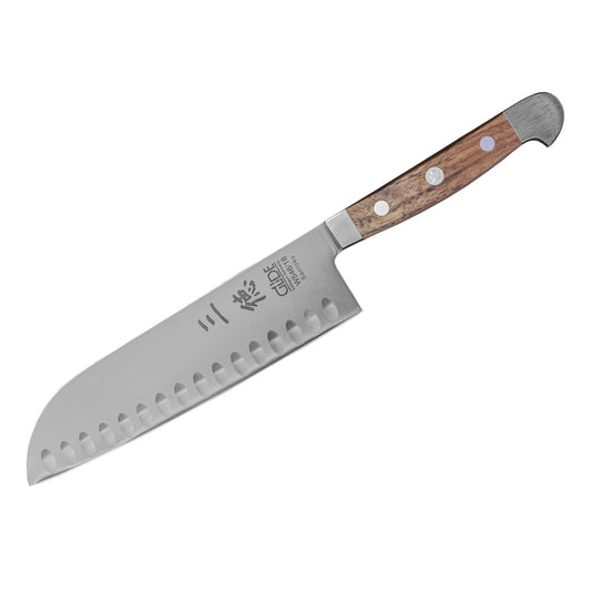 Güde Alpha Walnuss Santoku mit Kullen 18 cm