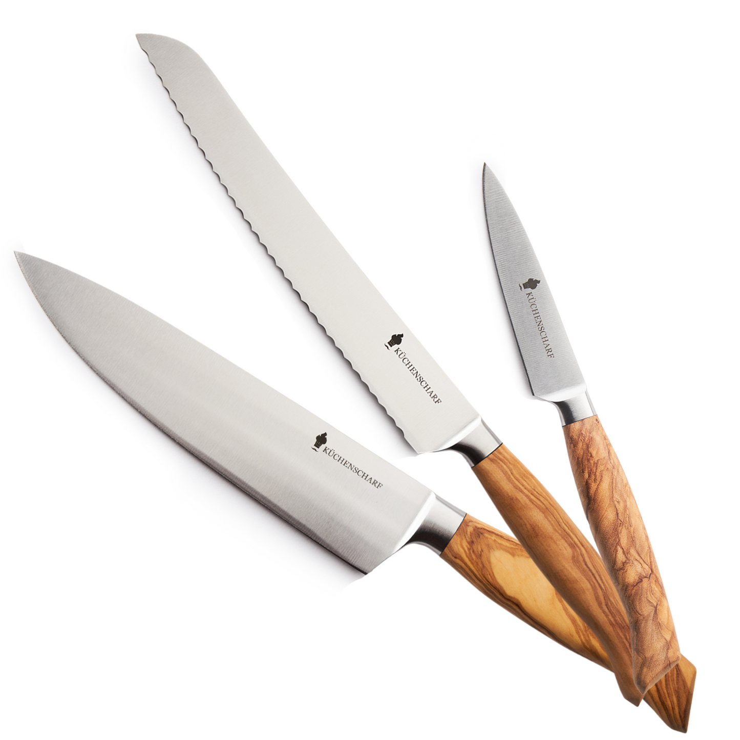 Küchenscharf Messerset 3-tlg (30 Jahre Garantie & Schleifservice inklusive)